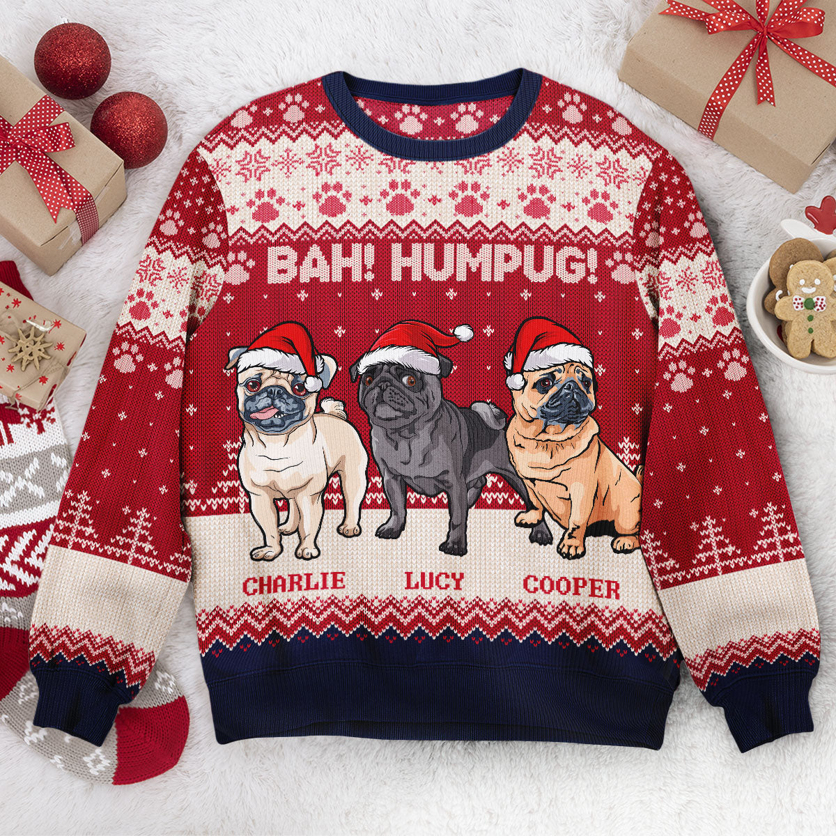 Bah Hum Pug Dog Lovers Ugly Sweater – Moonbestprint