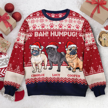 Bah Hum Pug Dog Lovers Ugly Sweater – Moonbestprint