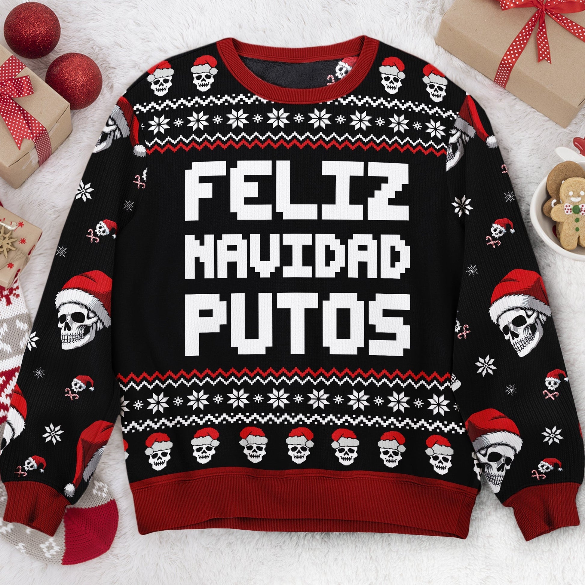 Feliz Navidad Putos Funny Skull Skeleton Ugly Sweater – Moonbestprint