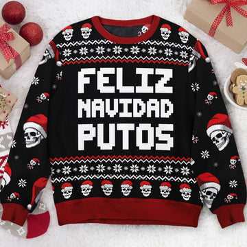 Feliz Navidad Putos Funny Skull Skeleton Ugly Sweater – Moonbestprint