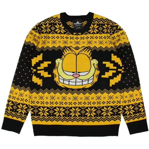 Garfield Cat Big Grin Fair Isle Black Ugly Christmas Sweater – Moonbestprint