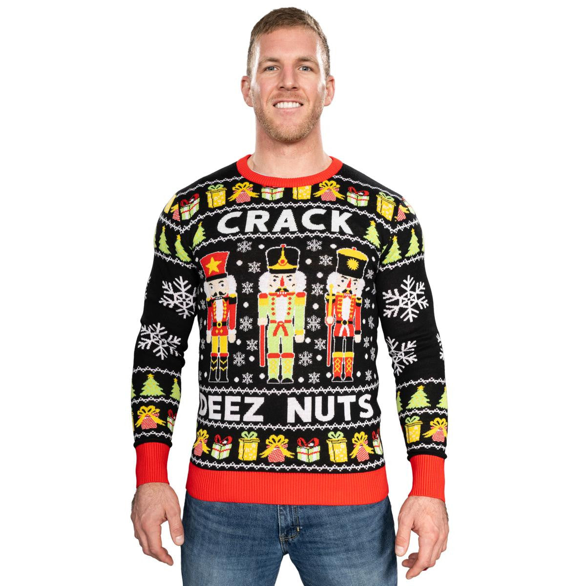 Crack Deez Nuts Nutcracker Santa Knitted Ugly Christmas Sweater – Moonbestprint