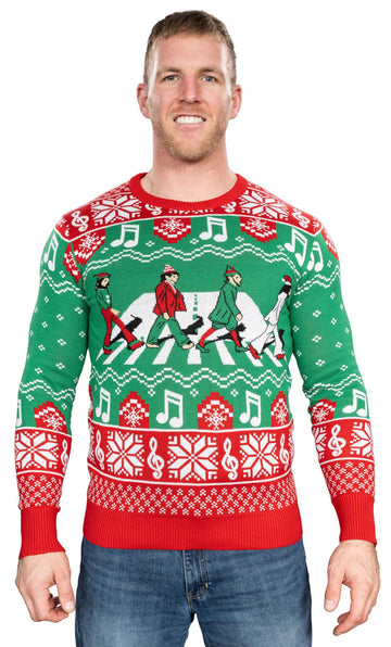 Music Band Elf Road Cross Walk Elves Knitted Ugly Christmas Sweater – Moonbestprint