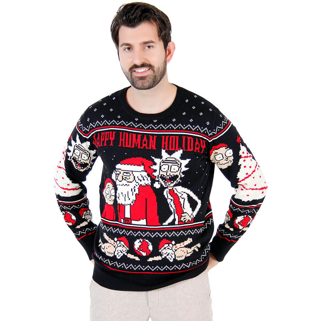 Rick and Morty Happy Human Holiday Ugly Christmas Sweater – Moonbestprint
