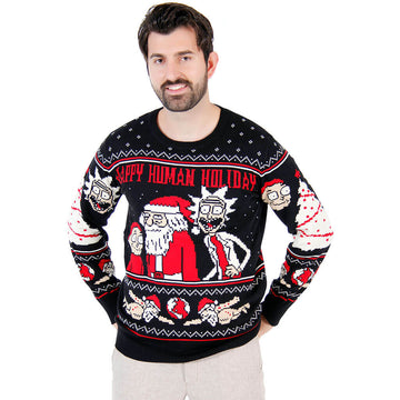 Rick and Morty Happy Human Holiday Ugly Christmas Sweater – Moonbestprint