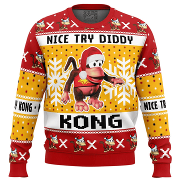 Nice Try Diddy Kong Meme Donkey Kong Ugly Christmas Sweater – Moonbestprint