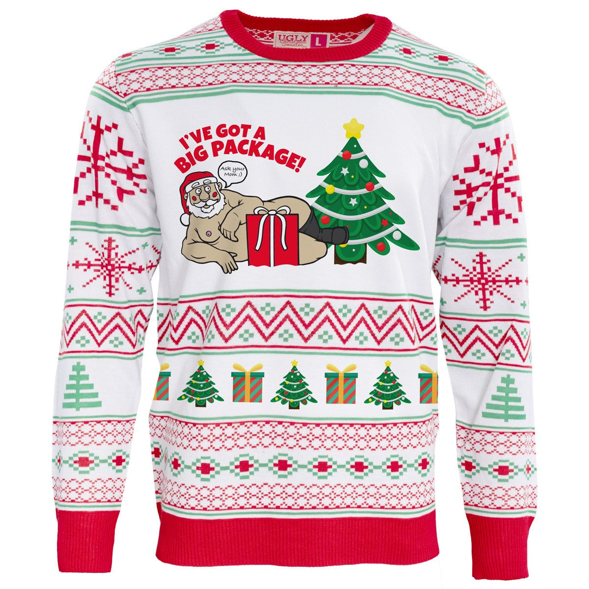 Santa's Big Package Ornament Ugly Christmas Sweater – Moonbestprint