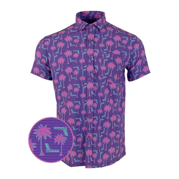 Rising Palm Purple Button Down Shirt Tactical Aloha Print Shirt Gun Lovers Gifts – Moonbestprint