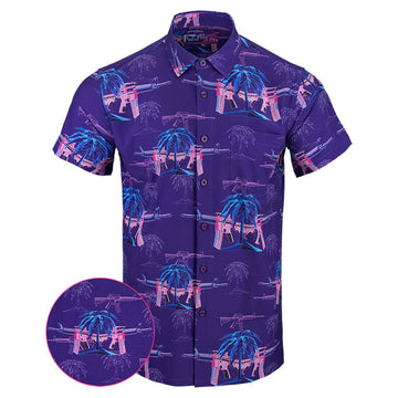 Palm V2 Purple Button Down Shirt Tactical Shirt Hawaii Style Gifts For Son In Law – Moonbestprint