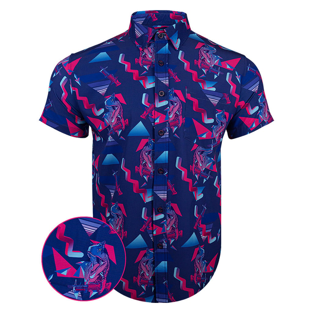Prehistoric Blue Button Down Shirt Tactical Hawaiian Shirt Gift Ideas For Brother – Moonbestprint