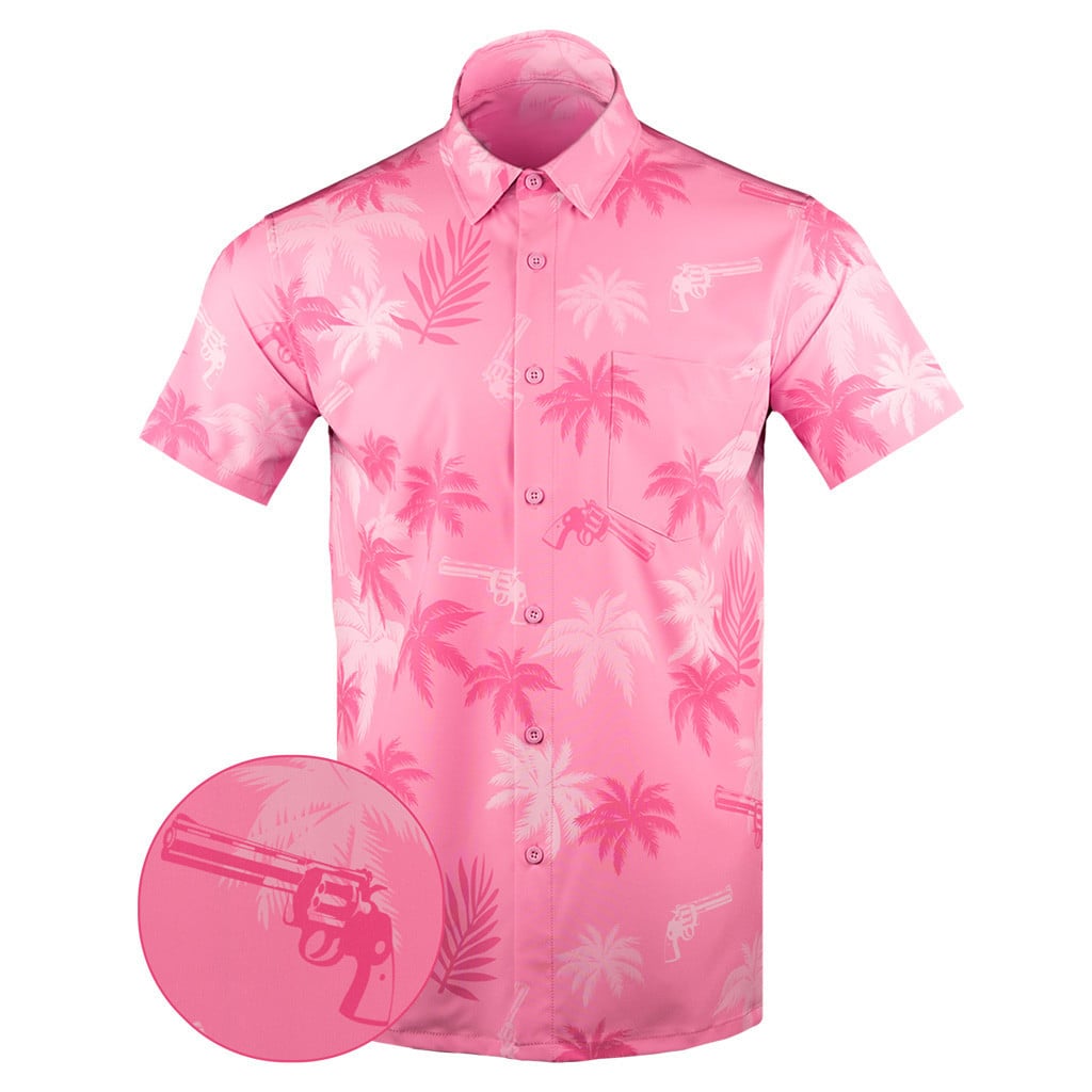 Retro City Pink Button Down Shirt Tactical Shirt Hawaii Style Best Presents For Friends – Moonbestprint