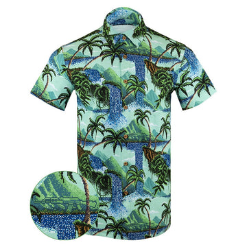 Pixel Paradise Button Down Shirt Tactical Aloha Shirt Birthday Ideas For Husband – Moonbestprint