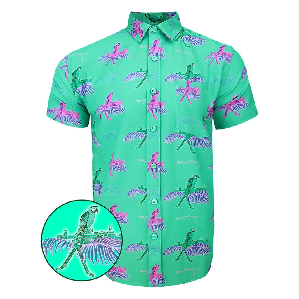 Macaws Mint Button Down Shirt Outdoor Hawaiian Tactical Shirt Good Gifts For Boyfriend – Moonbestprint