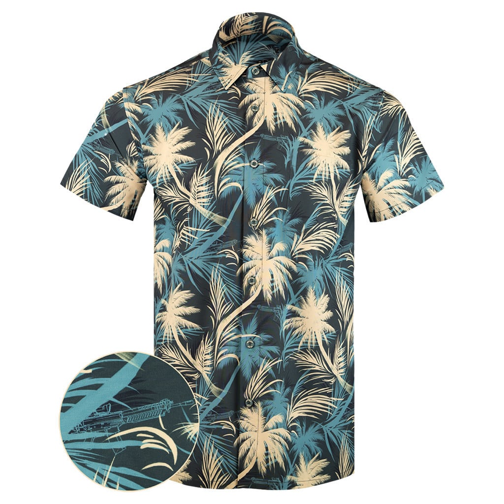 Luau Blue Button Down Shirt Tactical Tropical Print Shirt Cool Christmas Gifts For Guys – Moonbestprint