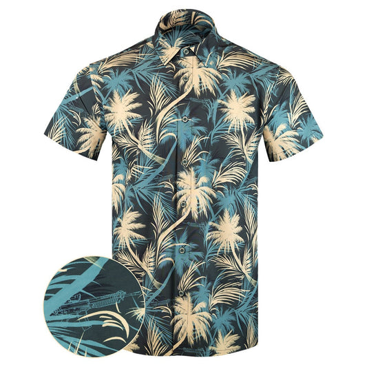 Luau Blue Button Down Shirt Tactical Tropical Print Shirt Cool Christmas Gifts For Guys – Moonbestprint