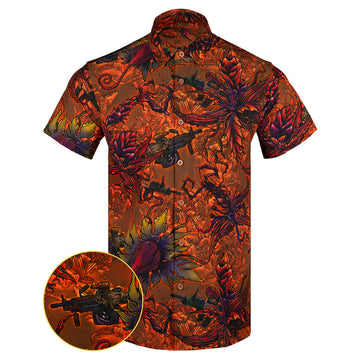 Retrolands Orange Button Down Shirt Tactical Shirt Hawaii Style Gifts For Brother In Law – Moonbestprint