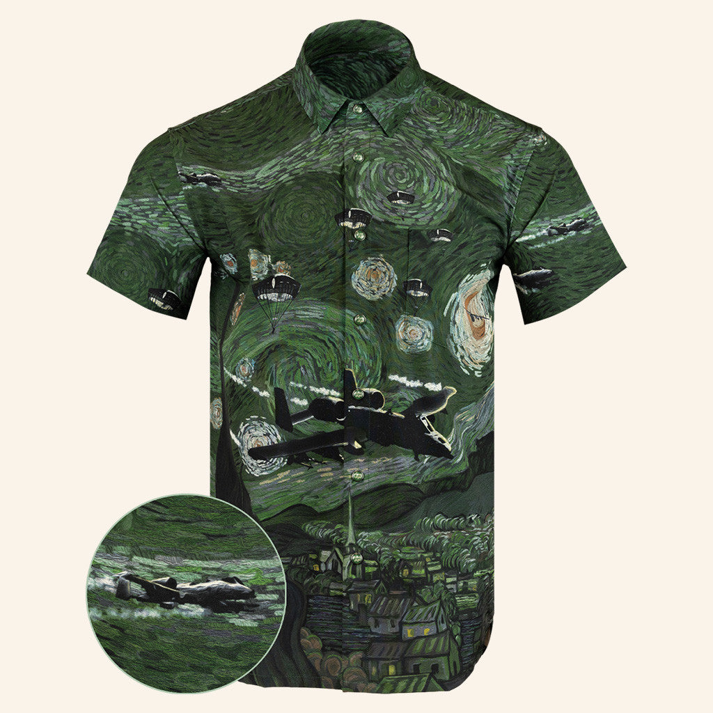 Starry Flight Green Shirt Tactical Hawaiian Shirt Present For Husband – Moonbestprint