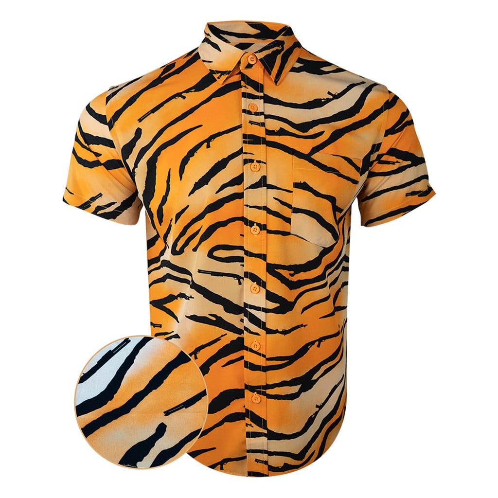 Tiger Button Down Shirt Tactical Hawaiian Shirt Good Gifts For Boyfriend – Moonbestprint