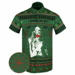 Yippee-Ki-Yay Green Button Down Shirt A Machine Gun Ho Ho Ho Hawaiian Shirt Dad Christmas Gifts – Moonbestprint