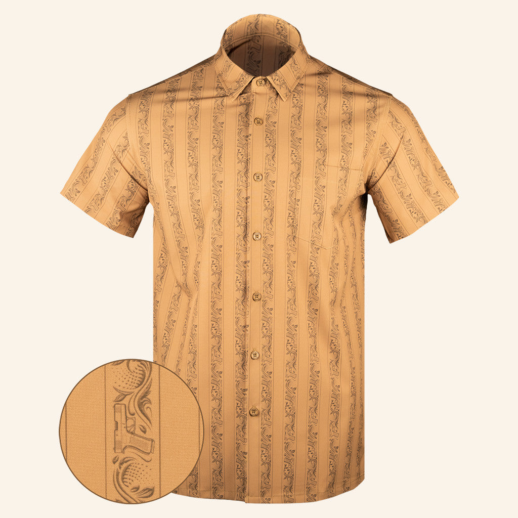 Subtle Series Tan Button Down Shirt Gun Print Hawaiian Shirt Present For Brother – Moonbestprint