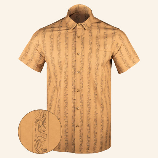 Subtle Series Tan Button Down Shirt Gun Print Hawaiian Shirt Present For Brother – Moonbestprint