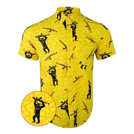 The Origin Button Down Shirt Banana And Gun Print Hawaiian Shirt Christmas Gifts For Friends – Moonbestprint