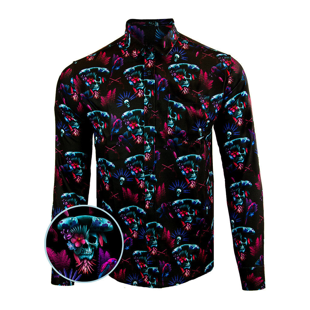 Black Beard Long Sleeve Button Down Shirt Gun Print Hawaiian Shirt Xmas Presents For Friends – Moonbestprint