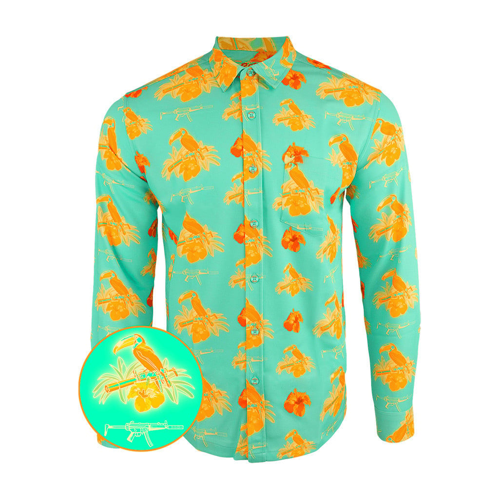 Cans And Toucans Mint Long Sleeve Button Down Shirt Hawaiian Tactical Shirt Gifts For Him – Moonbestprint