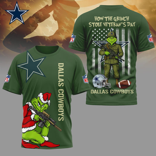 Dallas Cowboys | Premium NFL The Grinch Salute Veterans 3D Shirt Moonbestprint