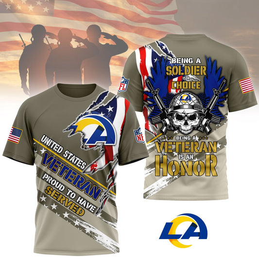 Los Angeles Rams | Premium NFL Proud U.S. Veteran 3D Shirt Moonbestprint