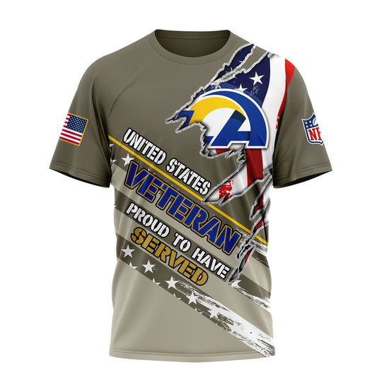 Los Angeles Rams | Premium NFL Proud U.S. Veteran 3D Shirt Moonbestprint