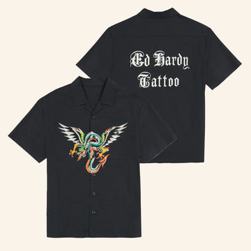 Ed Hardy Merch Dragon Twill Hawaiian Shirt Ed Hardy Tattoo Shirt Gifts For Dad - WearandDecor – Moonbestprint