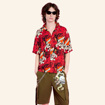 Ed Hardy Merch LKS Skull Hawaiian Shirt Ed Hardy Shirt Birthday Present For Husband - WearandDecor – Moonbestprint