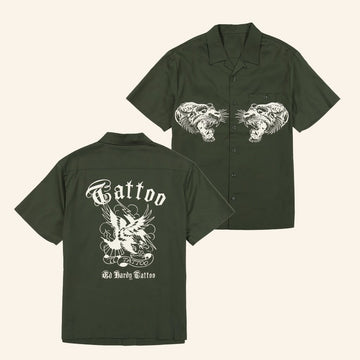 Ed Hardy Merch Tiger Twill Hawaiian Shirt Ed Hardy Tattoo Shirt Xmas Gifts For Dad - WearandDecor – Moonbestprint