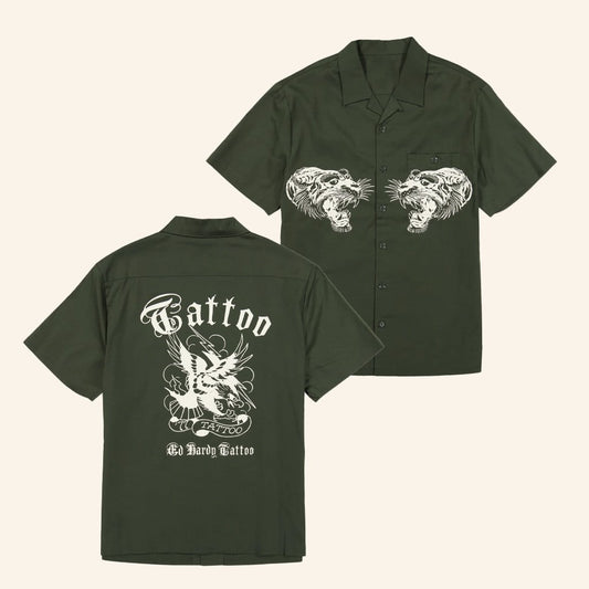 Ed Hardy Merch Tiger Twill Hawaiian Shirt Ed Hardy Tattoo Shirt Xmas Gifts For Dad - WearandDecor – Moonbestprint