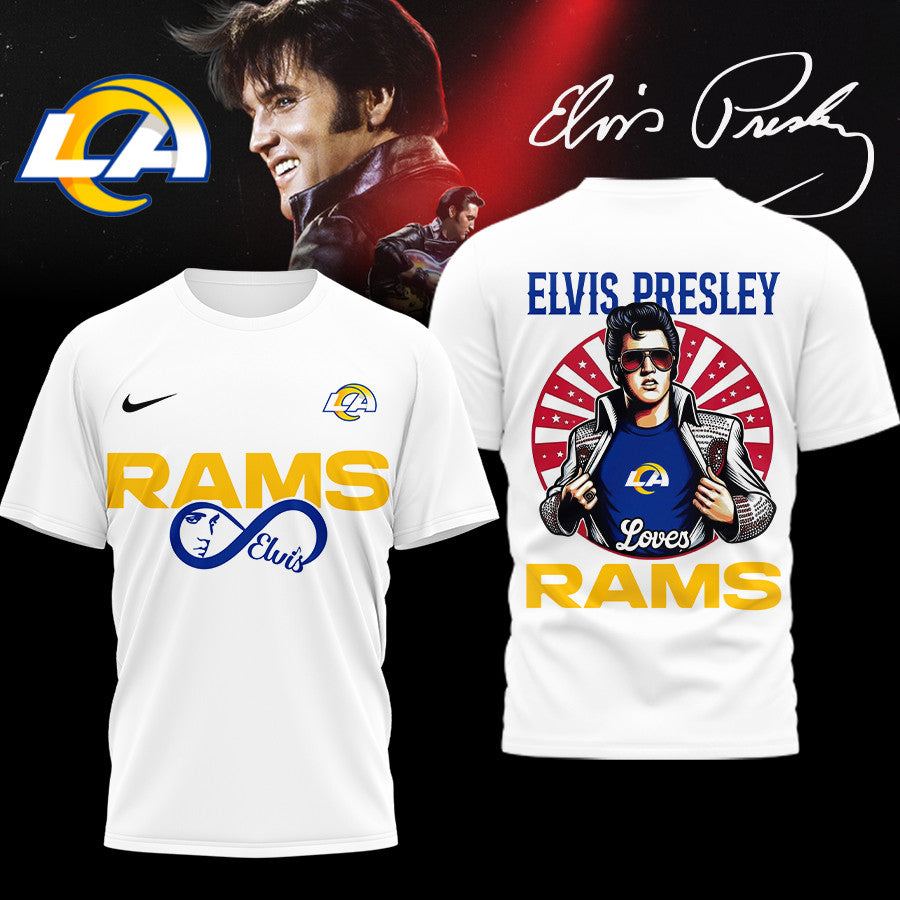 Los Angeles Rams | Premium NFL Elvis Presley Loves You Fan 3D Shirt Moonbestprint