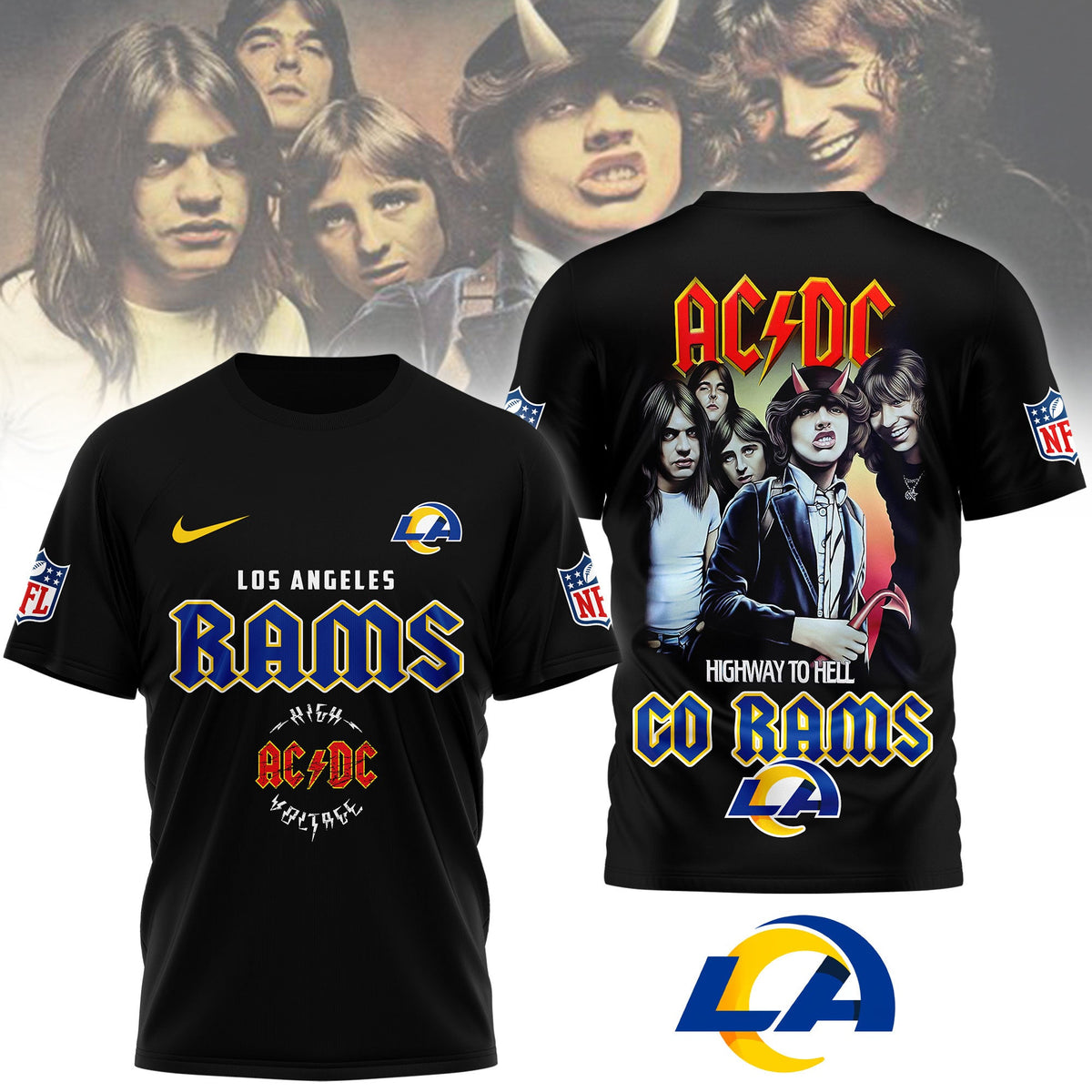 Los Angeles Rams | Premium NFL AC DC High Way To Hell 3D Shirt Moonbestprint