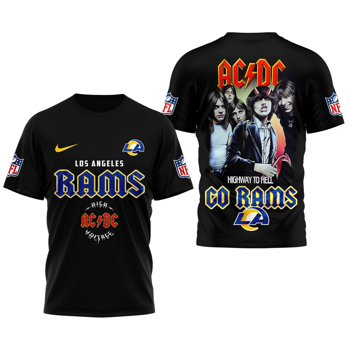 Los Angeles Rams | Premium NFL AC DC High Way To Hell 3D Shirt Moonbestprint