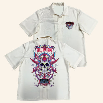 Sullivan King Merch Reckless Beach Club Button Up Shirt Demented Skull Shirt Gifts For Him - WearandDecor – Moonbestprint