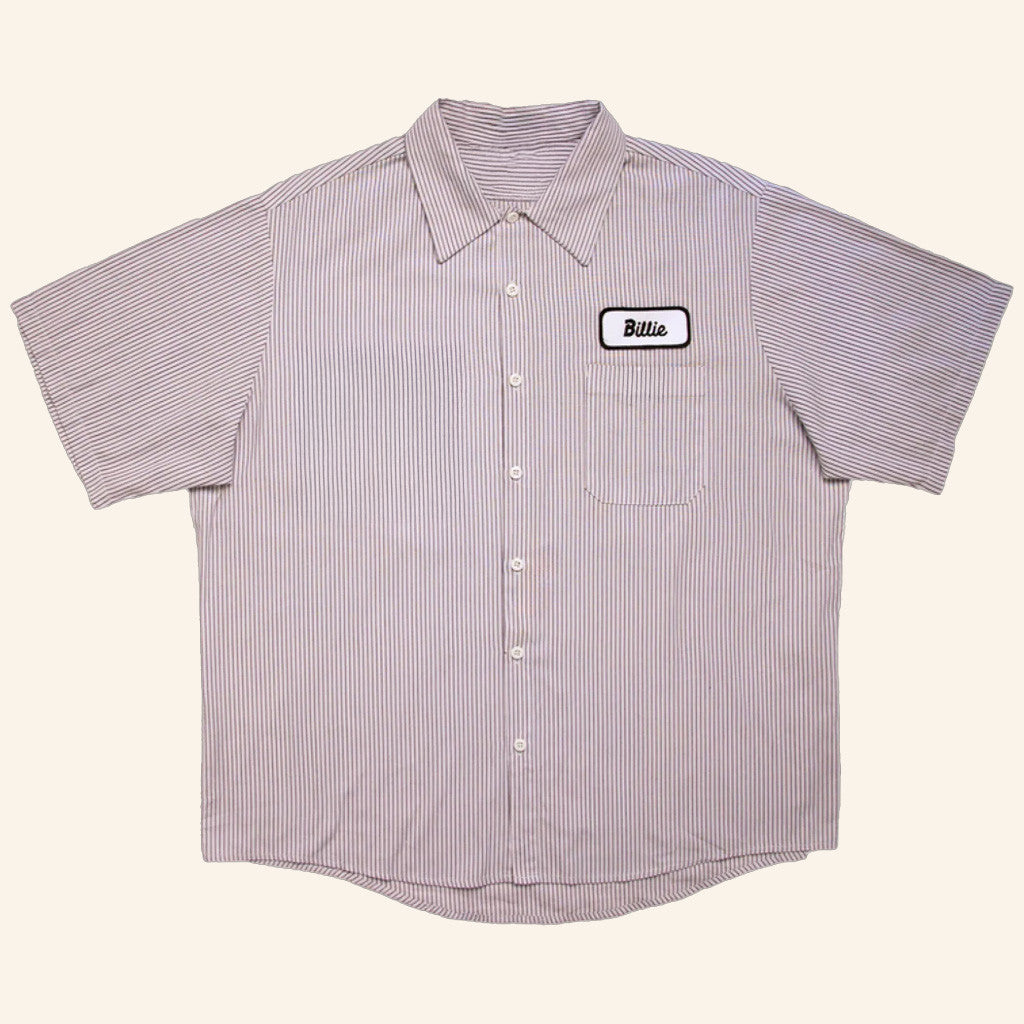 Billie Eilish Merch SUAY x Billie Upcycled Striped Button Up Shirt Gifts For Husband – Moonbestprint