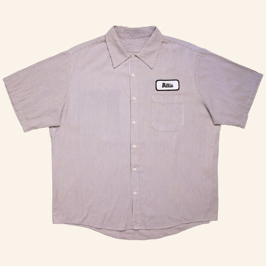 Billie Eilish Merch SUAY x Billie Upcycled Striped Button Up Shirt Gifts For Husband – Moonbestprint
