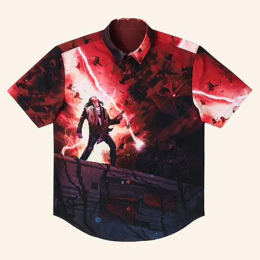 Stranger Things Merch Stranger Things x RSVLTS Most Metal Ever KUNUFLEX Button Up Shirt – Moonbestprint