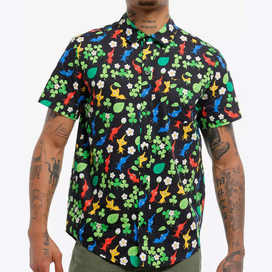 Pikmin Merch Pikmin Character Clover Button Up Shirt Presents For Game Lovers - WearandDecor – Moonbestprint