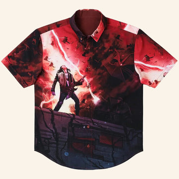 Stranger Things Eddie Munson Merch Stranger Things x RSVLTS Most Metal Ever Button Up Shirt - WearandDecor – Moonbestprint