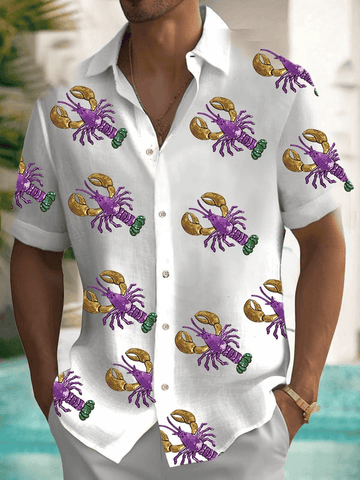 Crawfish Mardi Gras Button Down New Orleans Holiday Clothing Hawaiian Mardi Gras Shirt – Moonbestprint