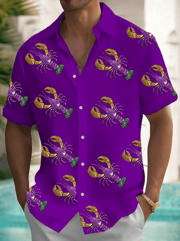 Crawfish Mardi Gras Hawaiian Shirt Fat Tuesday Shirt New Orleans Mardi Gras Clothing – Moonbestprint
