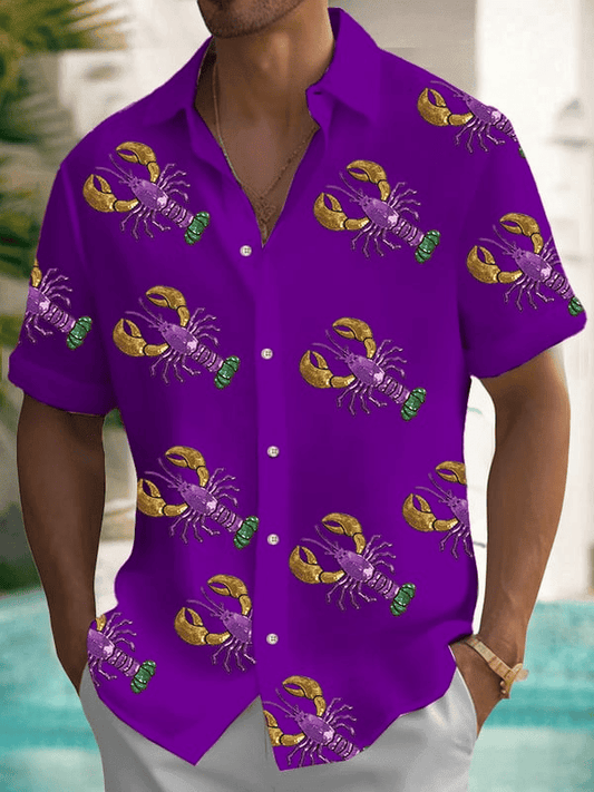 Crawfish Mardi Gras Hawaiian Shirt Fat Tuesday Shirt New Orleans Mardi Gras Clothing – Moonbestprint