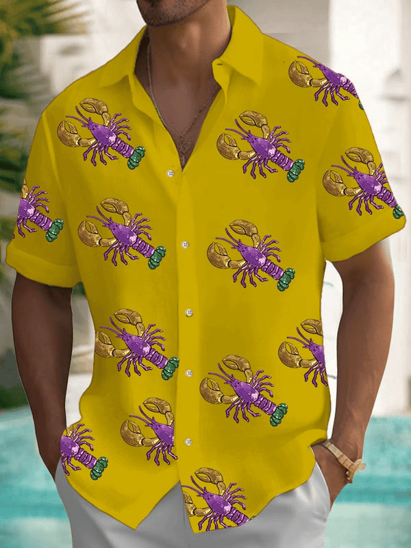 Crawfish Mardi Gras Hawaiian Shirt Mardi Gras Shirts Men's New Orleans Festival Apparel – Moonbestprint