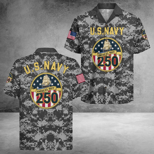 US Navy 250Th Years Of Service Patriotic Hawaiian Shirt – Moonbestprint