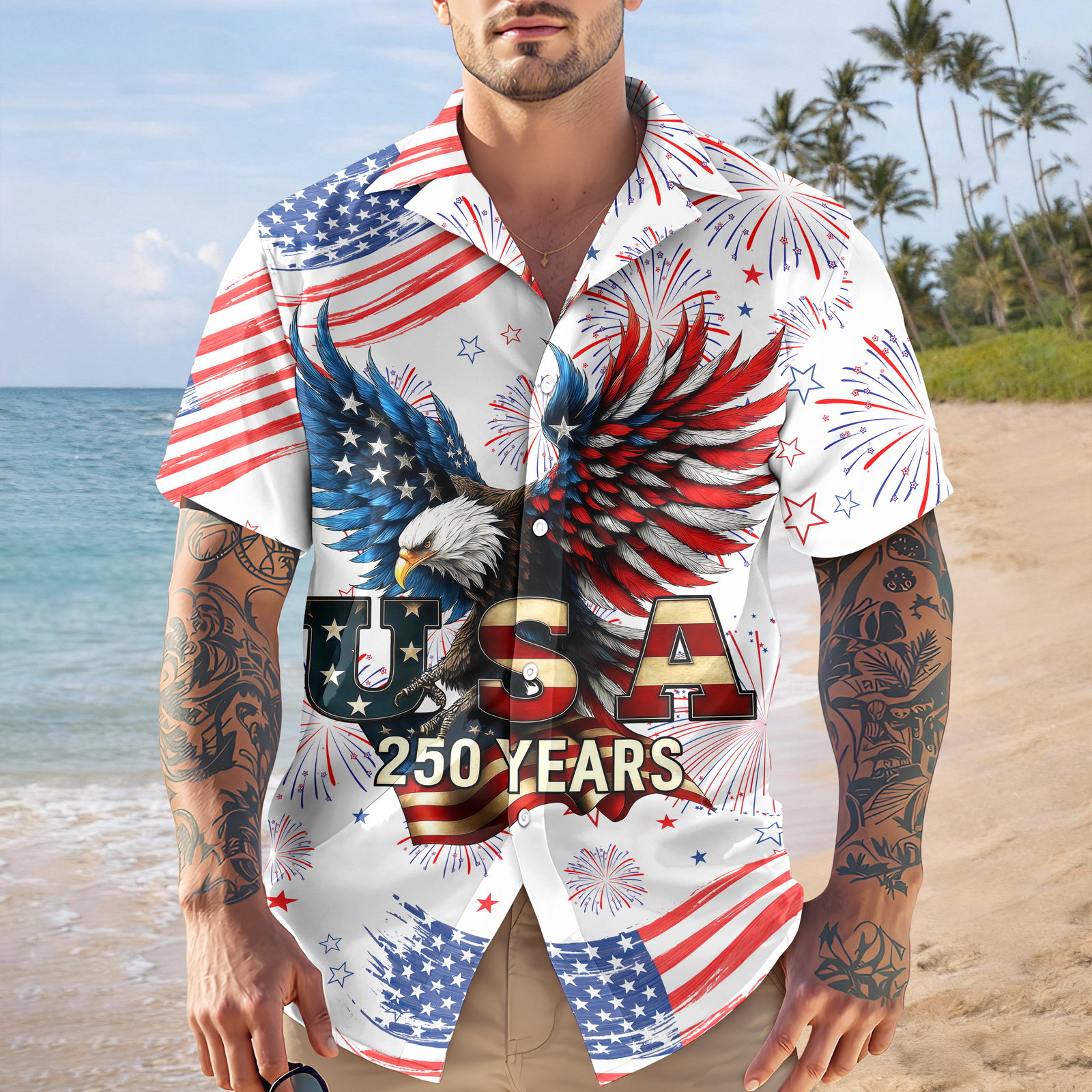 Patriotic Bald Eagle Usa 250 Years Hawaii Shirt America 250 Merchandise Gifts For Patriotic Dad – Moonbestprint